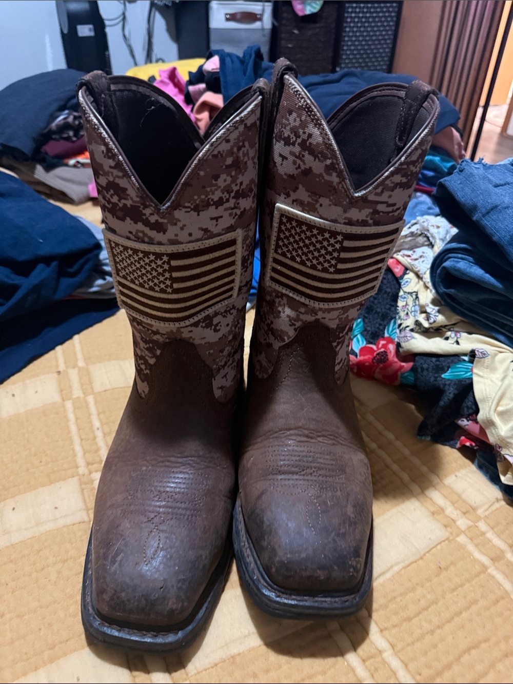 Ariat Brown Digital Camo American Flag Cowboy Boots